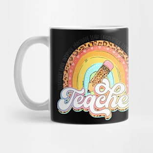 Teach Love Inspire Rainbows Teacher Leopard Back To School Mug